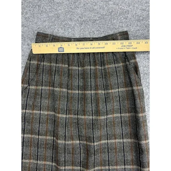 Vintage ESCADA By Margaretha Ley Skirt Suit Womens 36 Brown Plaid Wool Germany - Picture 8 of 11